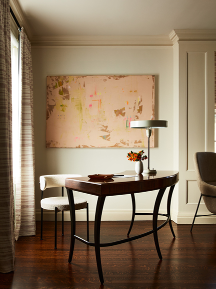 Home office interior design setup, reflecting virtual interior design services. We work remotely from Boston or anywhere to provide expert design advice.
