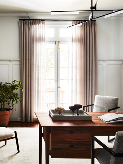 Work-from-home space showcasing virtual design services available from Boston interior designers, offering expert guidance remotely.
