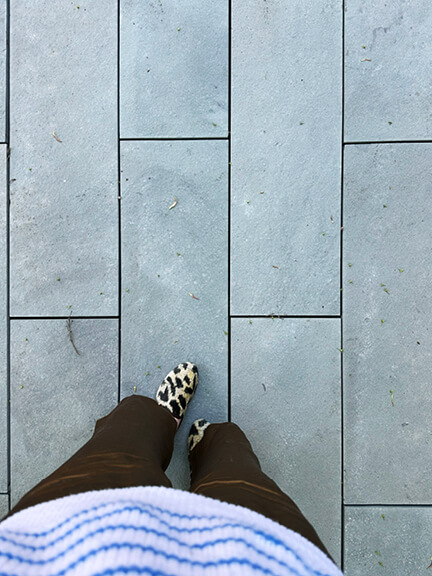 Bluestone pavers complete the patio in this classic Boston brownstone renovation by New England interior designer Sarah Scales