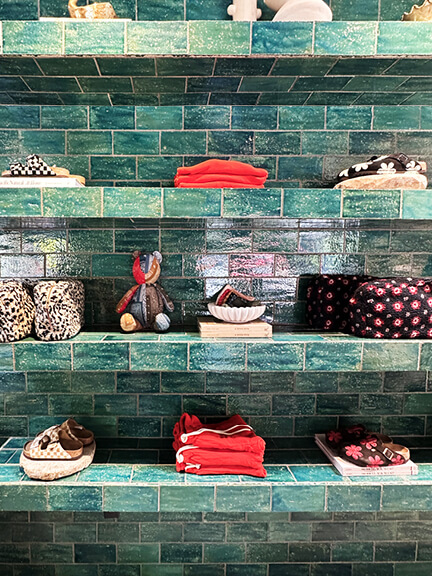 Zellige tile shelves at The Great in West Hollywood—an elevated display detail on your Los Angeles Shopping and Dining trail.