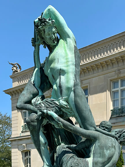 Bronze statue as part of the landscape design at the historic New England chateau and HBO’s The Gilded Age filming location.