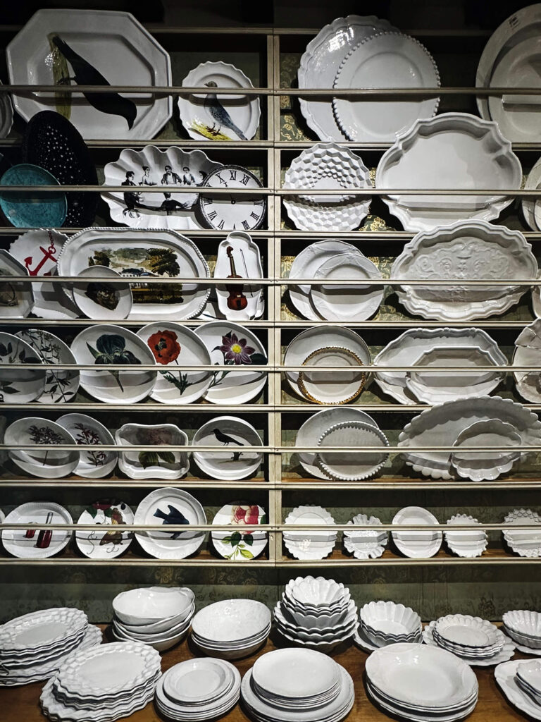 Astier de Villatte ceramics at Liberty London blend French artistry with British retail heritage in a timeless display.