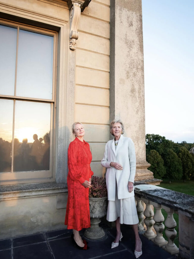 Emily Astor and Jane Churchill at Cliveden House, surrounded by classic English manor interior design.