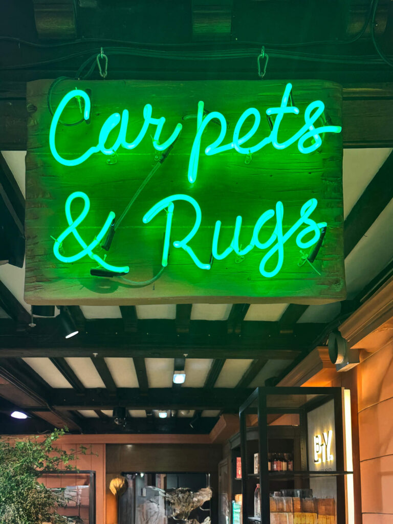 Liberty London department store carpets and rugs displayed with bold patterns and traditional British craftsmanship.