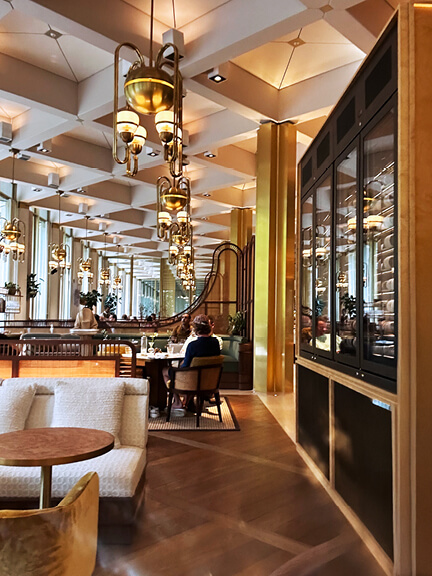 London restaurant design at The Rosewood highlights luxury interiors in a historic embassy building with bold architectural features.