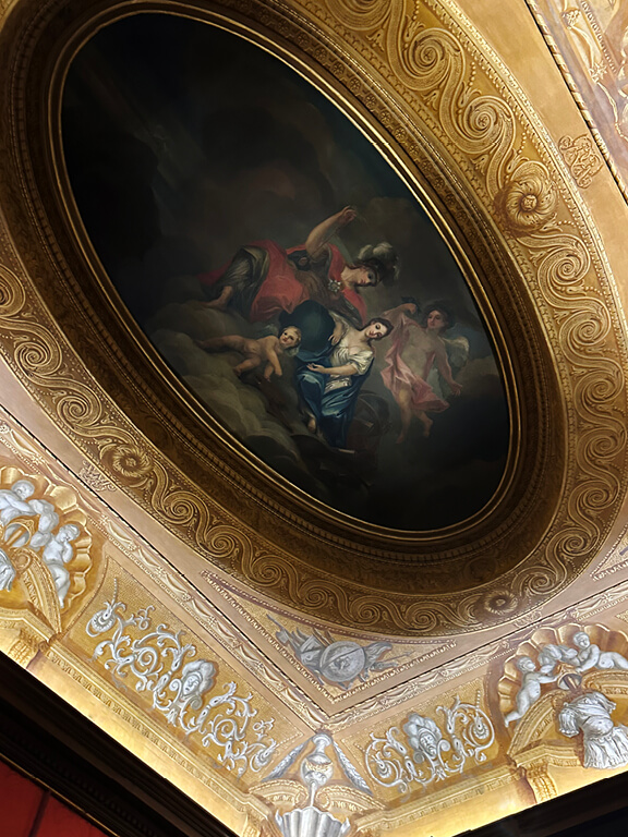 William Kent’s painted ceiling in the King’s Gallery at Kensington Palace highlighting early Georgian design.