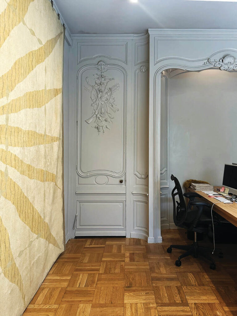 French Baroque interior door detail in LA showroom, ornate architectural design and craftsmanship